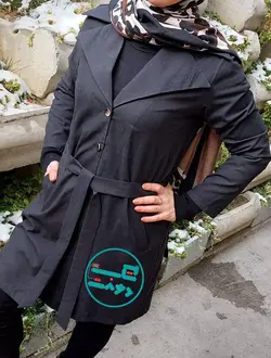 مانتو میکرو یقه انگلیسی سایز مدیوم رنگ مشکی