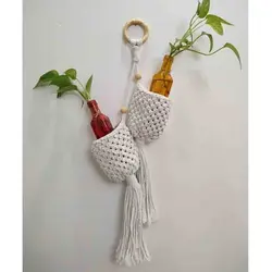 آویز دوقلوی مکرومه گلدان