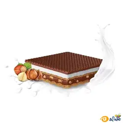 قیمت و خرید ویفر شیری فندقی با تکه های فندق و روکش شکلات شیری