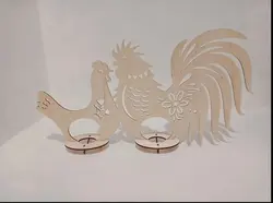 طرح سی ان سی هولدر عید پاک خروس و مرغ چوبی