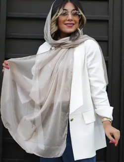 شال حریر با حاشیه پولک دوزی انارم