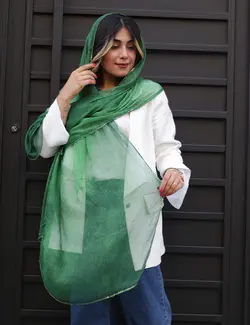 شال حریر با حاشیه پولک دوزی انارم