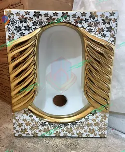 کاسه توالت زمینی لوکس سفید طلایی کد M_121