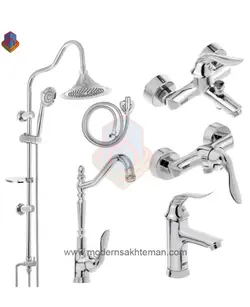 ست کامل شیرآلات کویران آذر مدل میلان کروم