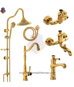 ست کامل شیرآلات کویران آذر مدل فلورانس طلایی