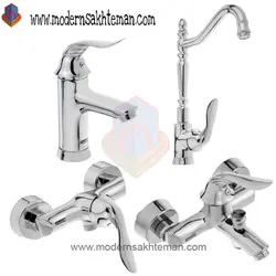 ست کامل شیرآلات کویران آذر مدل میلان کروم براق