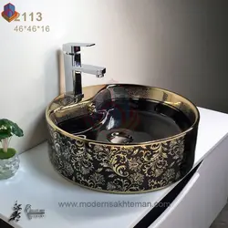 کاسه روشویی لوکس وارداتی مشکی طلا مدل 2113
