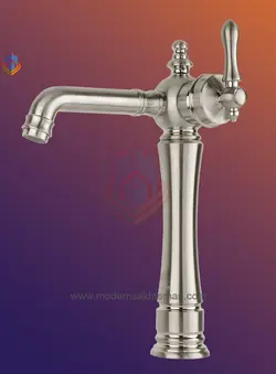 شیر روشویی پایه بلند استیل مات جزیره مدل لومانا