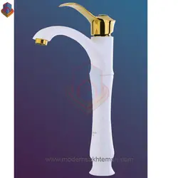 شیر روشویی پایه بلند سفید طلایی جزیره مدل الیزه