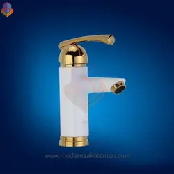 شیر روشویی سفید طلایی جزیره مدل توسکا