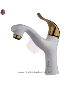 شیر روشویی جزیره مدل اسکای سفید طلایی