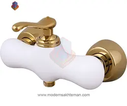 شیر توالت کرومات مدل ماموت سفیدطلایی