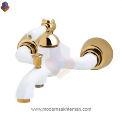 شیر حمام کرومات مدل لنا سفید طلایی