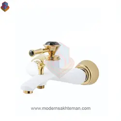 شیر حمام کرومات مدل سیگنال سفید طلایی