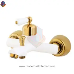 شیر حمام کرومات مدل روژا سفید طلایی