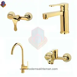 ست شیرآلات کرومات مدل آریان طلایی
