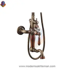 شیر حمام با علم مرکب موست مدل راستیک چوبی برنزی