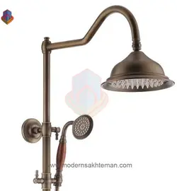 شیر حمام با علم مرکب موست مدل راستیک چوبی برنزی