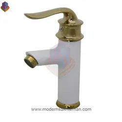 شیر روشویی کرومات مدل ریما سفیدطلایی