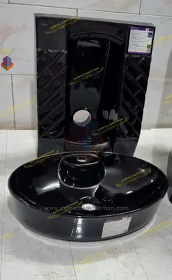 ست کاسه توالت زمینی و کاسه روشویی مشکی کد T323