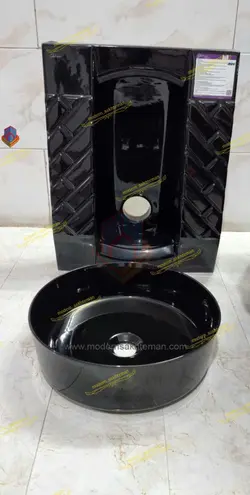 ست کاسه توالت زمینی و کاسه روشویی مشکی کد T653