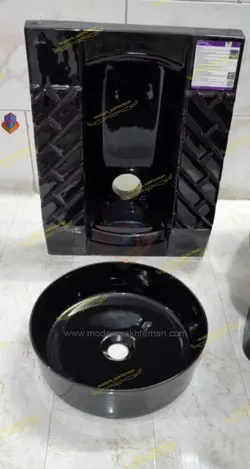 ست کاسه توالت زمینی و کاسه روشویی مشکی کد T653