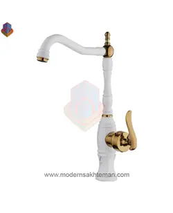 شیر آشپزخانه جزیره مدل لاندی سفید طلایی