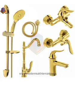 ست کامل شیرآلات کویران آذر مدل میلان طلایی