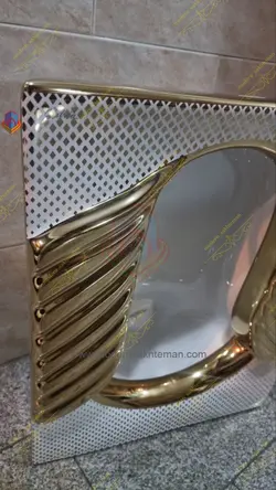 کاسه توالت زمینی لوکس سفید طلایی کد M_130