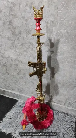 قلیان برنزی مدل کلاش تفنگ سایز بزرگ