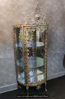 مینی بوفه برنزی برنجی نیم گرد مدل گل رز تاج دار