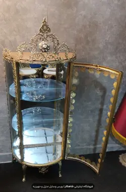 مینی بوفه برنزی برنجی نیم گرد مدل گل رز تاج دار