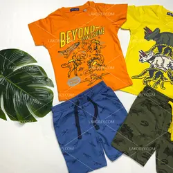 تیشرت شلوارک پسرانه دایناسور فضانورد