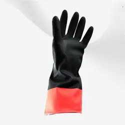 دستکش بنایی لاستیکی سه لایه دو رنگ قرمز و مشکی تکنسین