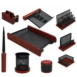 ست رومیزی اداری 9 تکه شهاب تحریر مدل چوب و فلز &ndash; برایتو| فروش اینترنتی لوازم التحریر، لوازم تحریر، ملزومات اداری