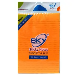 کاغذ یادداشت چسب دار A5 رنگی خط دار بسته 100 برگی مدل SKY &ndash; برایتو| فروش اینترنتی لوازم التحریر، لوازم تحریر، ملزومات اداری