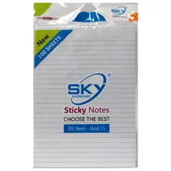 کاغذ یادداشت چسب دار A5 خط دار بسته 100 برگی مدل SKY &ndash; برایتو| فروش اینترنتی لوازم التحریر، لوازم تحریر، ملزومات اداری