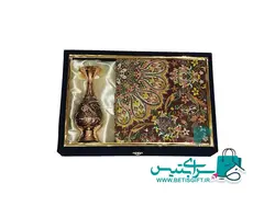 ست هدیه گلدان 20 الماس تراش قلم سیاه و ترمه رومیزی