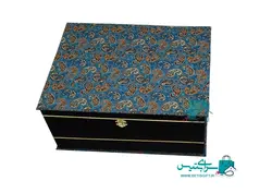 ست هدیه جفت گلدان 20 و شکلات خوری 30 فیروزه کوب به همراه جعبه هدیه