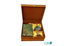 ست هدیه شکلات خوری ارتفاع 30 فیروزه کوب رومیزی ترمه 1*1 به همراه جعبه هدیه