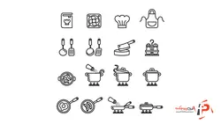 مجموعه آیکون وسایل آشپزی و آشپزخانه - مرجع پروژه آماده افترافکت و گرافیک کامپیوتری