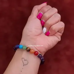 دستبند آمیتیست و هفت چاکرا با آویز درخت زندگی آمیتیست