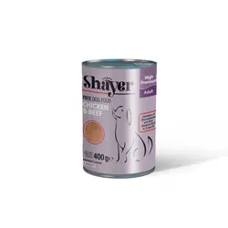 کنسرو سگ طعم مرغ و گوشت قرمز شایر ۴۰۰ گرم