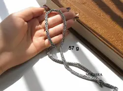 زنجیر نقره مردانه مدل سیاه قلم