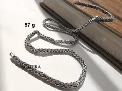 زنجیر نقره مردانه مدل سیاه قلم