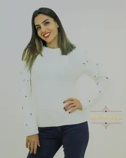لباس بافتنی زنانه آستین زاپ دار تک گل 1004