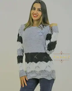 لباس بافتنی زنانه سه رنگ سه گل کد 1006