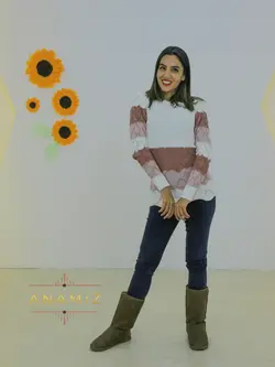 لباس بافتنی زنانه سه رنگ سه گل کد 1006
