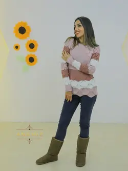لباس بافتنی زنانه سه رنگ سه گل کد 1006