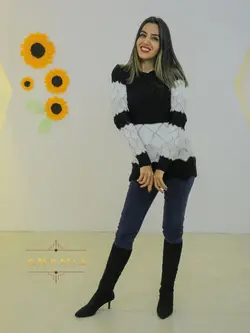 لباس بافتنی زنانه سه رنگ سه گل کد 1006